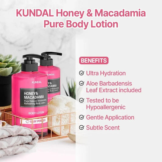 Honey & Macadamia Pure Body Lotion - 500ml - Baby Powder