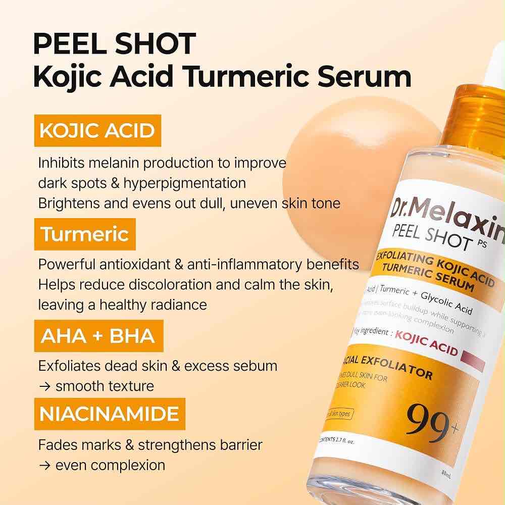 Dr. Melaxin Peel Shot Exfoliating Kojic Acid Turmeric Serum 80ml