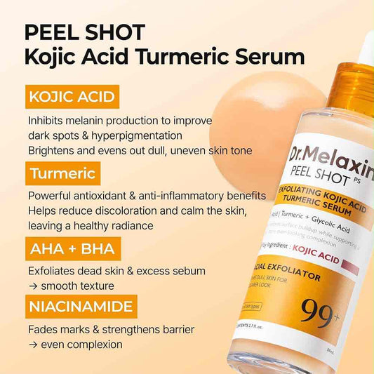 Dr. Melaxin Peel Shot Exfoliating Kojic Acid Turmeric Serum 80ml